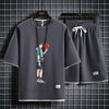 男女兼用 上質 プリント Tシャツ & ショーツ セットアップ F-7062