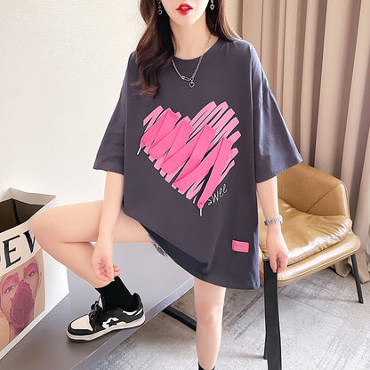 柔らかくて優しい印象 ゆったり ファッション感満々 ロング丈 3色半袖Tシャツ＜F-9206＞