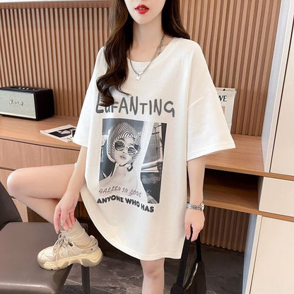 質感のいい 半袖 ラウンドネック Tシャツ ワンピース ＜F-8638＞