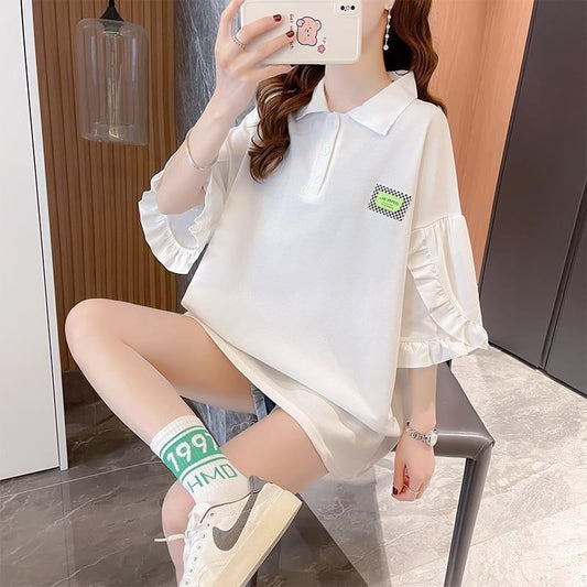 おすすめ   シンプル ロング Tシャツ 三色 ゆったり半袖 ＜F-3055＞