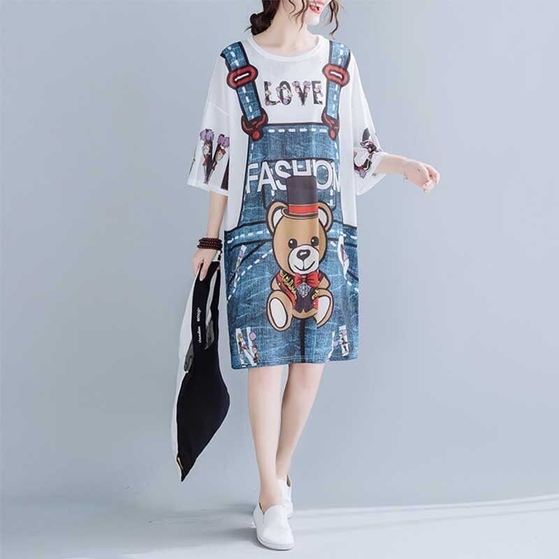 旅行Ｔシャツ 夏 レディース 膝丈 プリント 大きいサイズ ゆったりさらっと涼しい <F-656>