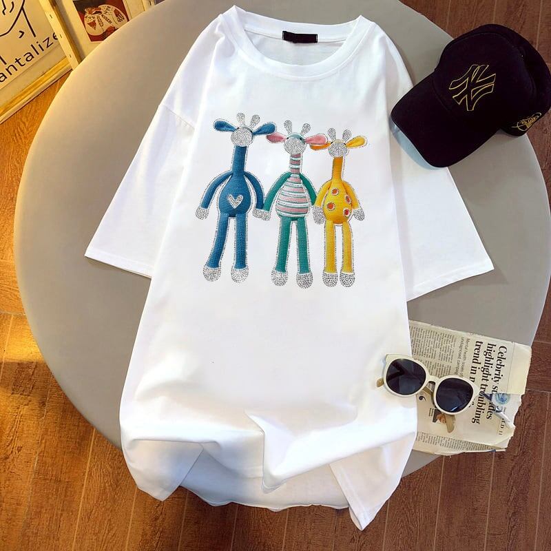 活躍する優秀アイテム ホットダイヤモンド 高見えデザイン 全2色 半袖Tシャツ<F-9250>