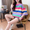 新商品 ストライプ柄 定番シンプル Tシャツ ゆったり半袖＜F-8700＞