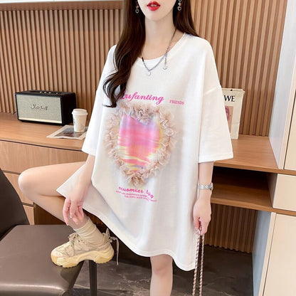 絶対欲しい プリント ロゴ ゆったり 3色半袖Tシャツ＜F-8315＞