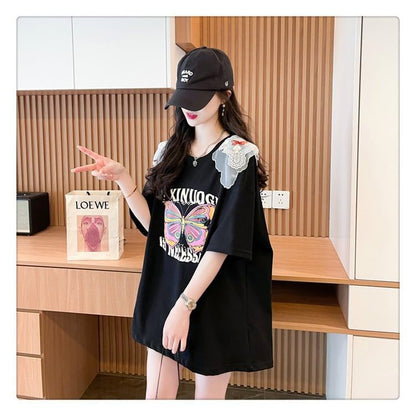 話題沸騰中 プリント ロゴ ゆったり 3色半袖Tシャツ＜F-8316＞
