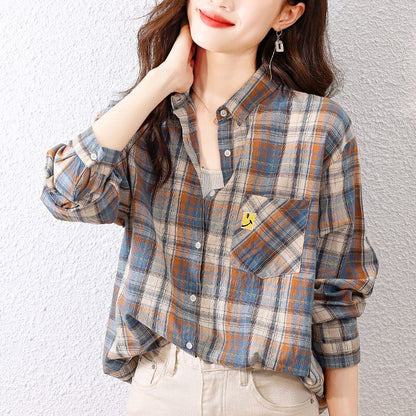 超人気 オシャレ 都市ファッショ デザイン チェック柄 切り替え Tシャツ ＜F-9514＞