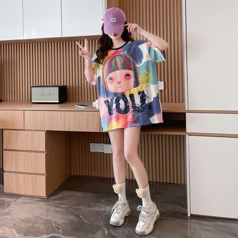 売り切れ必至 絞り染め ファッション プリント 半袖 Tシャツ＜F-8412＞