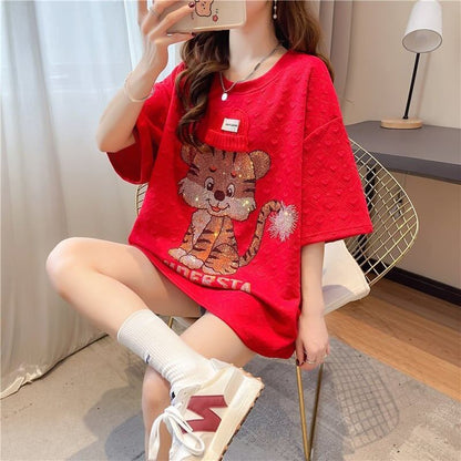 デザイン感   チャーミング Tシャツ カットソー＜F-3401＞