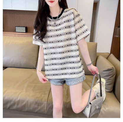 おすすめ ストライプ柄 着心地抜群 半袖 Tシャツ＜F-8264＞
