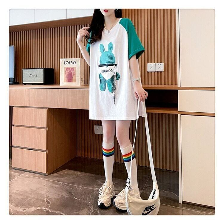 コットンパーソナライズジッパー大ポケットスリット半袖Tシャツ<F-2884>