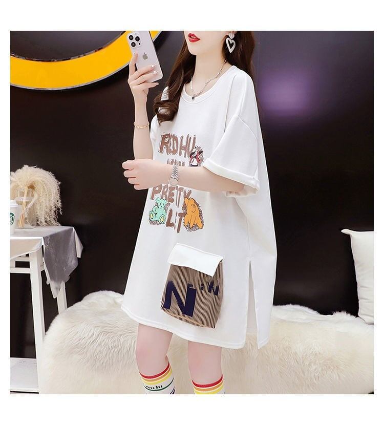 ウエスタン風立体ポケット付き半袖Tシャツ<F-2966>