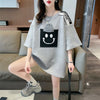 エレガントな立体ジャガードルーズウールパッチステッチ半袖Tシャツ<F-2901>