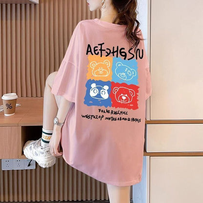 大活躍 プリント カジュアル 5色選択 半袖Tシャツ＜F-8584＞