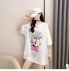 【半額！期間限定！！】グラフィック   透かし彫り Tシャツ ゆったりワンピース ＜F-4021＞