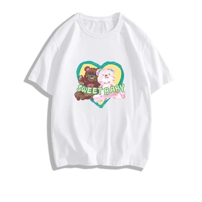 絶対欲しい大人可愛い カジュアル 高見えデザイン プリント全6色 半袖TシャツF-9328