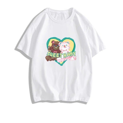 絶対欲しい大人可愛い カジュアル 高見えデザイン プリント全6色 半袖TシャツF-9328