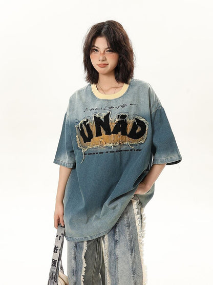 話題沸騰中 絶対流行 売れ筋 早い者勝ち カジュアル デニム 2色選択 Tシャツ<F-11179>