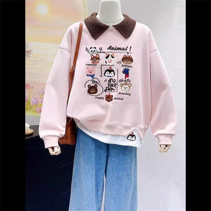 【裏起毛】存在感抜群 レイヤード風 トレンドアイテム 刺繍 パーカーF-10698