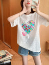 新商品 透かし彫り キュート ゆったり 半袖Tシャツ＜F-8422＞
