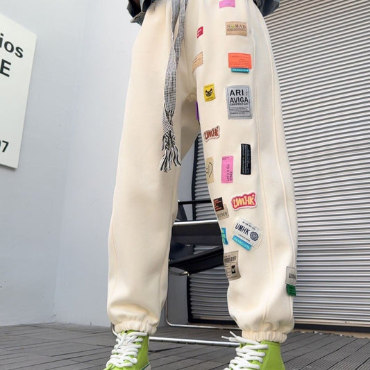着?せロゴ裏起毛ジョガーパンツ4色あり   F-4449