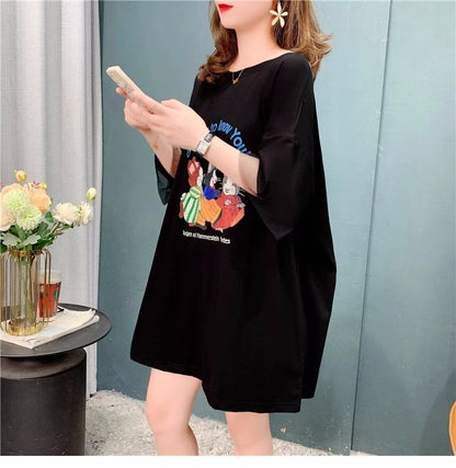 優しい雰囲気   バックオープン ロングTシャツ ゆったり半袖＜F-2939＞