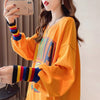 着?せ グラフィックプリント 虹色 ロング長袖Tシャツ 三色トップス＜F-4107＞