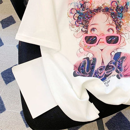 【半額！期間限定！！】大人可愛い上質 キュートプリント カジュアル 半袖Tシャツ＜F-8593＞