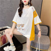 韓国風漫画刺繍ワッペン半袖Tシャツ<F-2991>