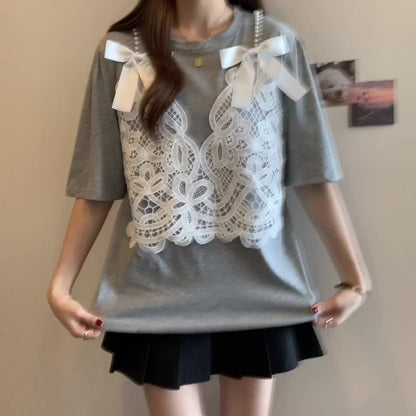 ファッション感満々 ロング丈 ゆったり 2色半袖Tシャツ＜F-10995＞