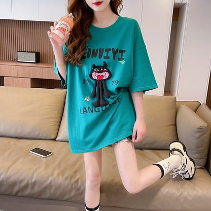 今季マストバイ ファッション 新商品 プリント ゆったり 全4色 半袖 Tシャツ＜F-11365＞