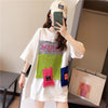 【半額！期間限定！！】ゆったりロング丈切り替え三色半袖Tシャツ＜F-1565＞