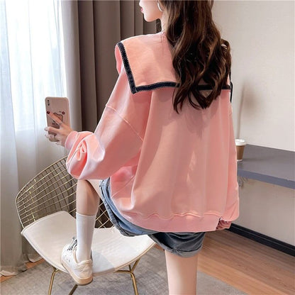 絶対欲しい   セーラ服の襟 長袖Tシャツトップス<F-4036>