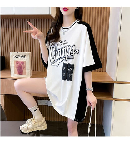 絶対流行 一目惚れ 個性的なデザイン 2色選択可 プリント Tシャツ カットソー＜F-8279＞