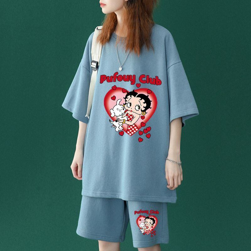 【半額！期間限定！！】早い者勝ち大人可愛い  半袖Ｔシャツⅹパンツセット全4色 F-6579