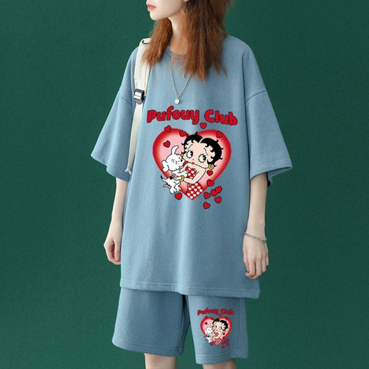【半額！期間限定！！】早い者勝ち大人可愛い  半袖Ｔシャツⅹパンツセット全4色 F-6579