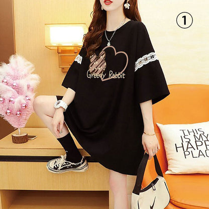 好感度UP リボン キュート プリント全3色 半袖Tシャツ カットソー ＜F-8555＞