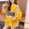 大好評   ストライプ柄 ロング Tシャツ 三色 ゆったりワンピース ＜F-4012＞