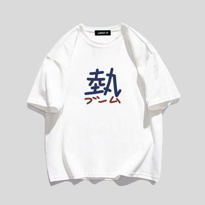 定番シンプル ルーズ カジュアル プリント全5色 半袖TシャツF-8763