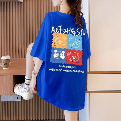大活躍 プリント カジュアル 5色選択 半袖Tシャツ＜F-8584＞