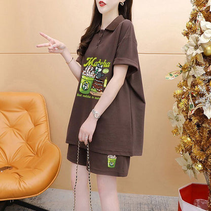 超人気 プリント カジュアル 半袖Ｔシャツⅹパンツセット全3色 <F-8528>