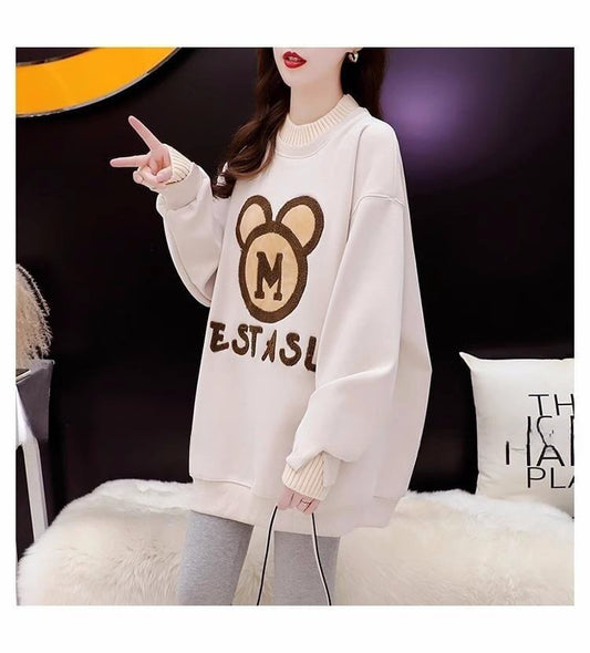 【裏起毛】好感度100％レイヤード風   クマ柄