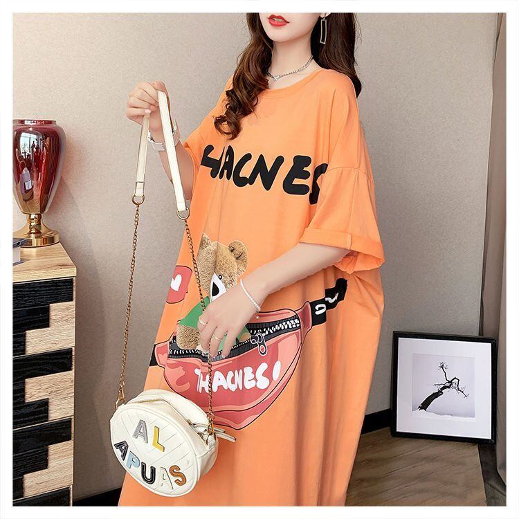 スタイリッシュ プリント カジュアル Tシャツ カットソー ワンピース＜F-8285＞