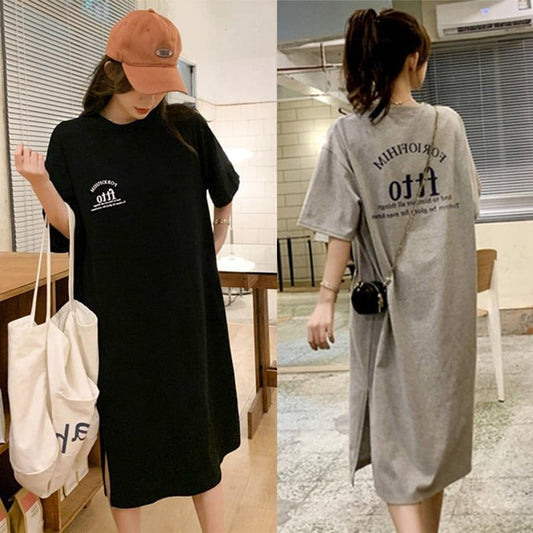 美人度アップ プリント チャーミング Tシャツ カットソー ワンピース＜F-3602＞