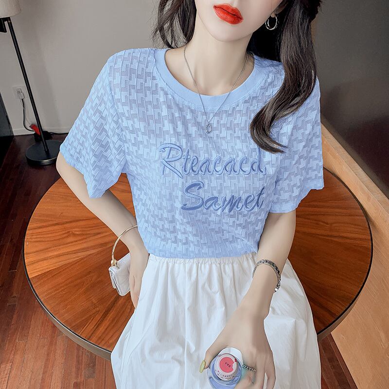 【半額！期間限定！！】大活躍 シフォン 定番シンプル 刺繍 全3色 Tシャツ カットソー ＜F-8601＞