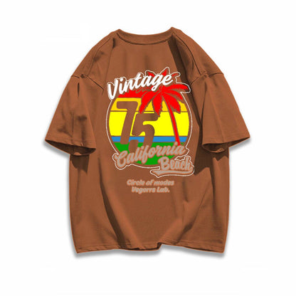 早い者勝ち カジュアル ファッション感満々 ダブルプリント 全5色 半袖Tシャツ<F-9271>