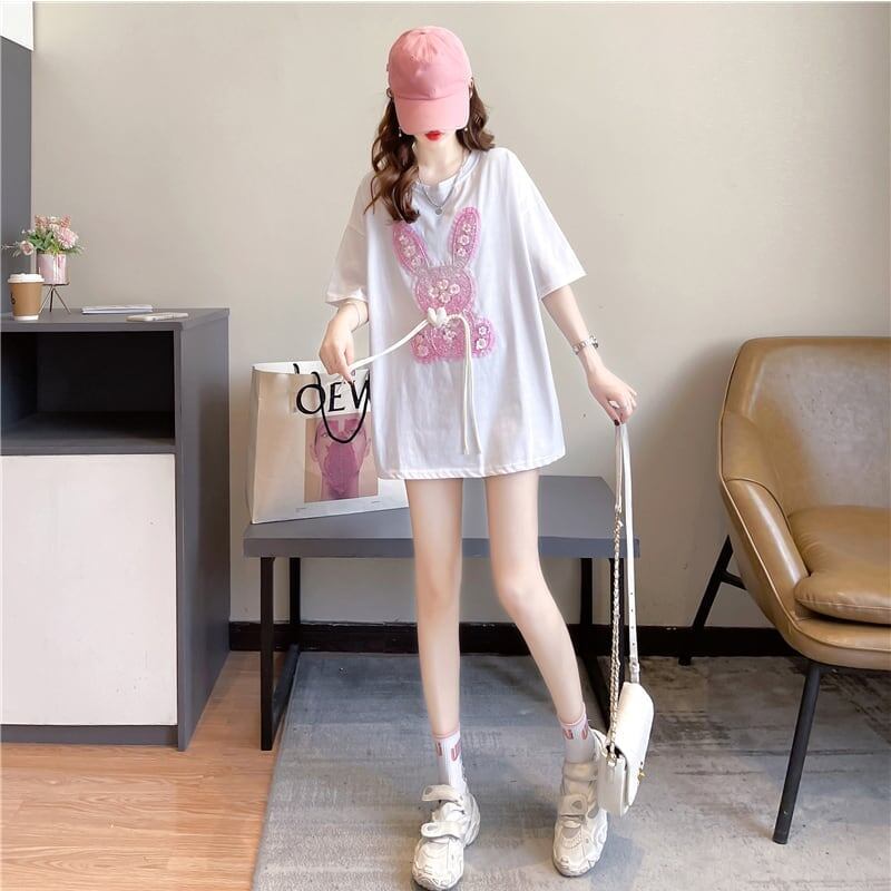デザイン感   チャーミング Tシャツ カットソー＜F-3425＞