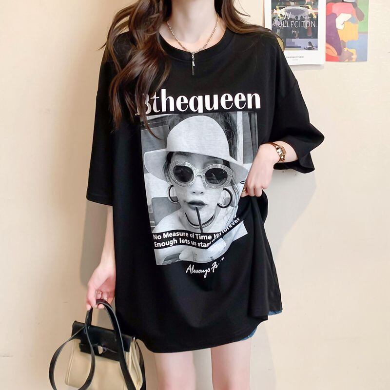 話題沸騰中 レース アバンギャルド 切り替え ホットダイヤモンド 3色選択 半袖Tシャツ＜F-8547＞