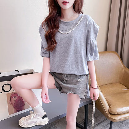 売り切れ必至 簡潔 個性派 ファッション 全3色 半袖Tシャツ<F-8514>
