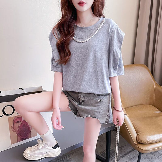 売り切れ必至 簡潔 個性派 ファッション 全3色 半袖Tシャツ<F-8514>