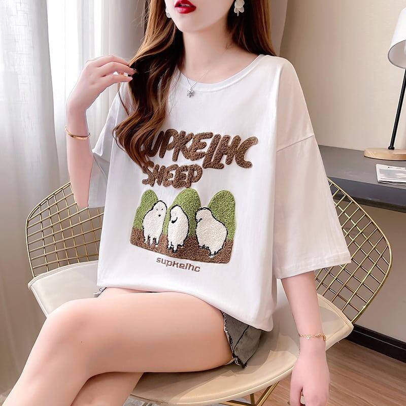 合わせやすい   チャーミング Tシャツ カットソー＜F-3480＞